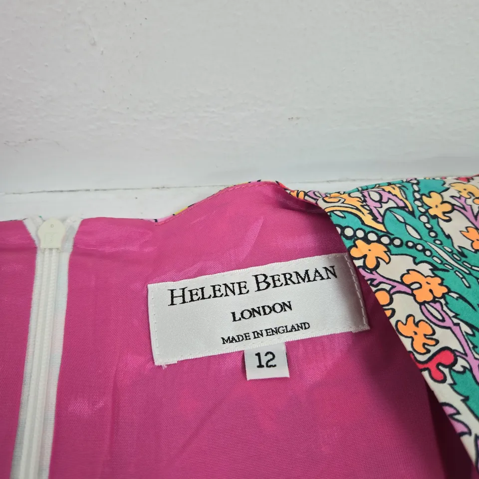 HELENE BERMAN LONDON FLORAL DRESS, UK 12, MADE IN ENGLAND