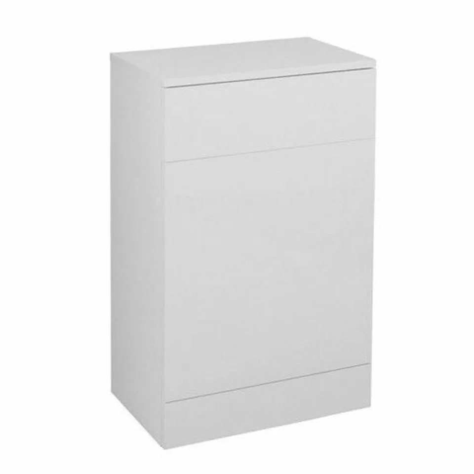 BOXED 500MM WHITE BACK TO WALL TOILET CABINET - CABINET ONLY