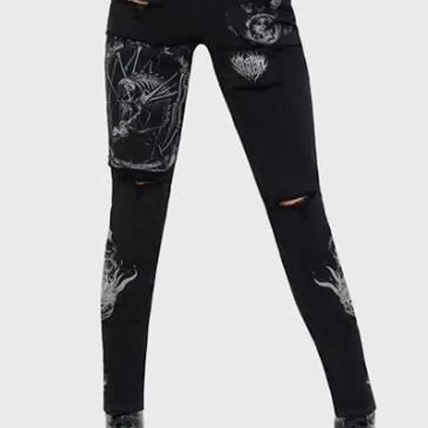 BRAND NEW BAGGED KILLSTAR ALCHAMY GRAIL OF LOATHING SKINNY JEANS IN BLACK - XL