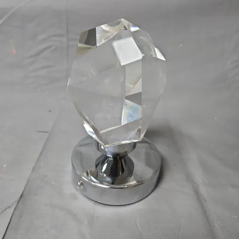 JM CRYSTAL LAMP WITH FACETED CRYSTAL FINIAL ON CHROME BASE