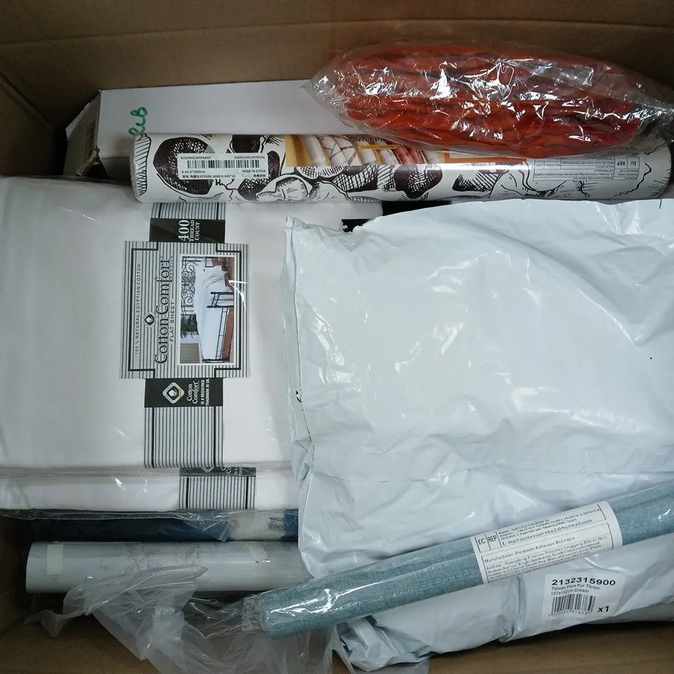 APPROXIMATELY 15 ASSORTED HOUSEHOLD PRODUCTS TO INCLUDE HAND WARMERS, DOUBLE FLAT SHEET, WALLPAPER, ETC