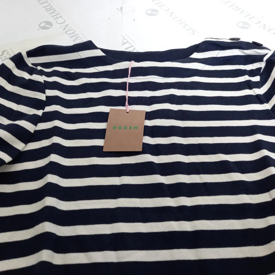 BODEN LONG SLEEVE OVERSIZED DRES TOP IN NAVY/WHITE STRIPES - UK10R