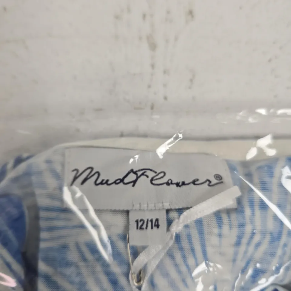 MUDFLOWER WOMEN'S PALM PRINT TOP – BLUE & WHITE, UK 12/14
