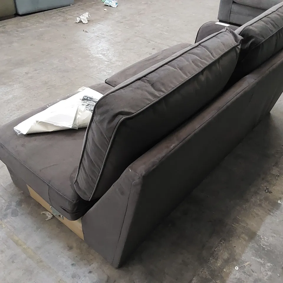 DESIGNER SOFA PIECE UPHOLSTERED IN VELVET CHARCOAL WITH CUSHIONS