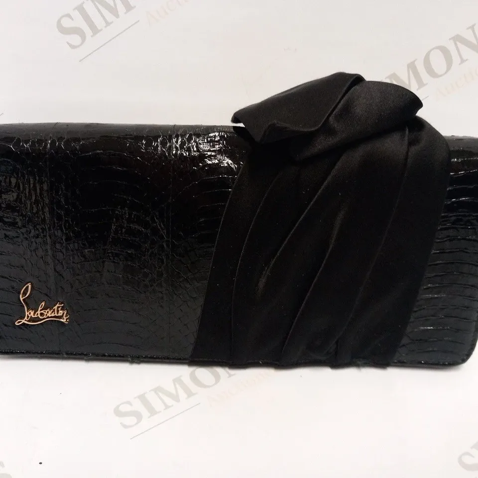 CHRISTIAN LOUBOUTIN ELISA CLUTCH WATERSNAKE BLACK/BLACK