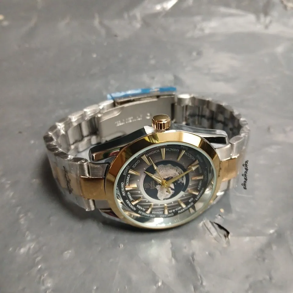 MENS ERNEST FERDINAND WATCH – GLOBAL DIAL – STAINLESS STEEL STRAP