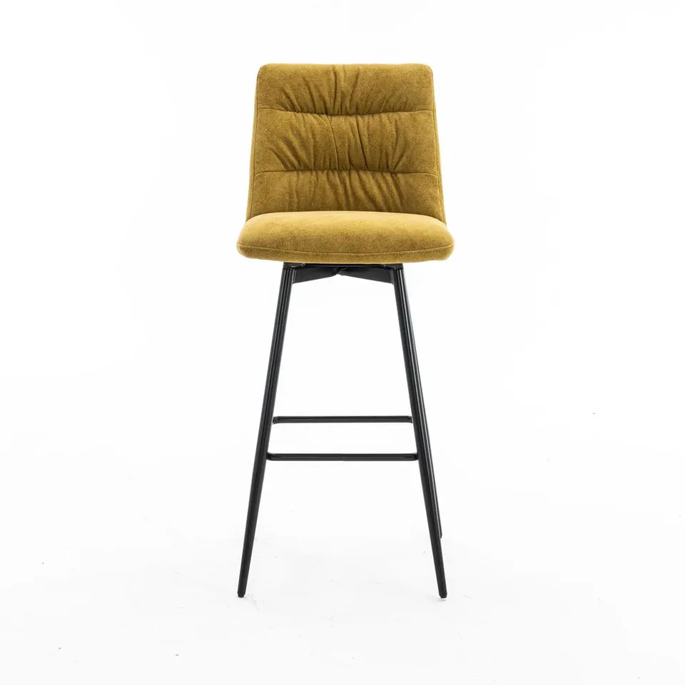 BOXED SET OF 2 DESIGNER EVA VELVET BARSTOOLS - MUSTARD (1 BOX)