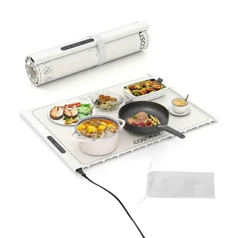 BOXED COSTWAY WHITE FOOD WARMING MAT ADJUSTABLE