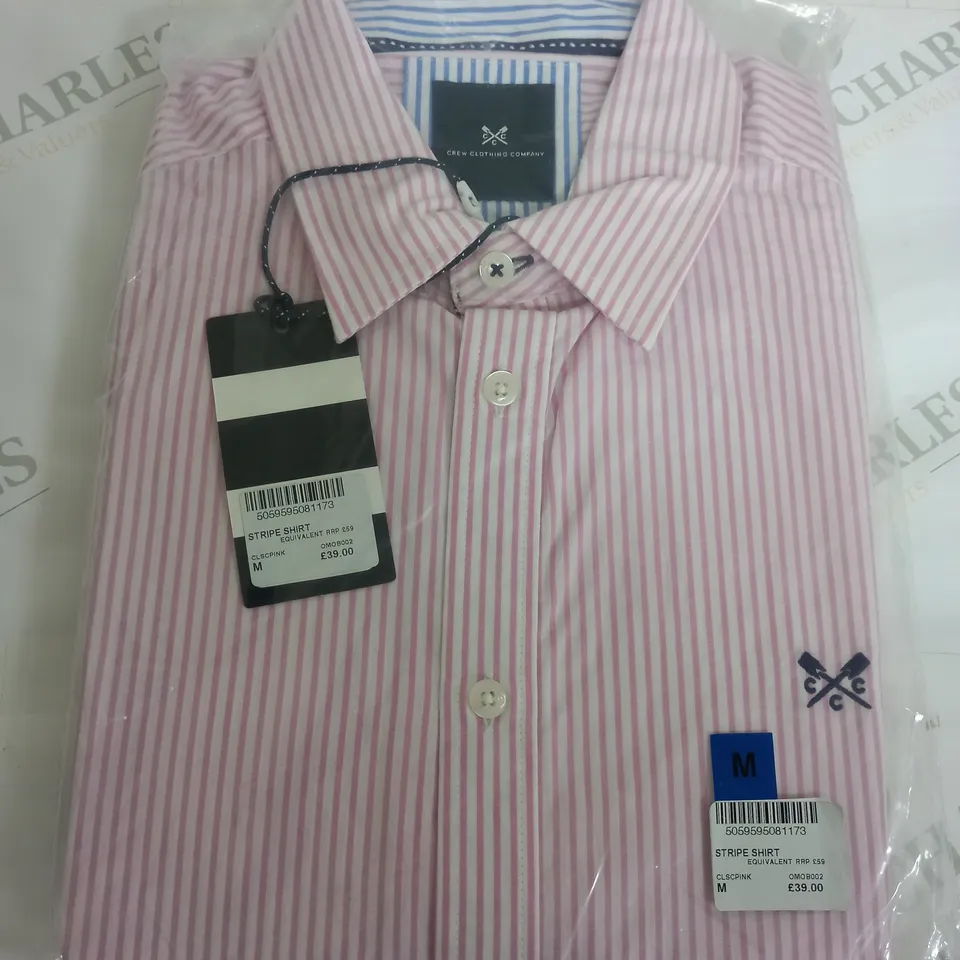 CREW CLOTHING COMPANY STRIPED SHIRT IN PINK - MEDIUM