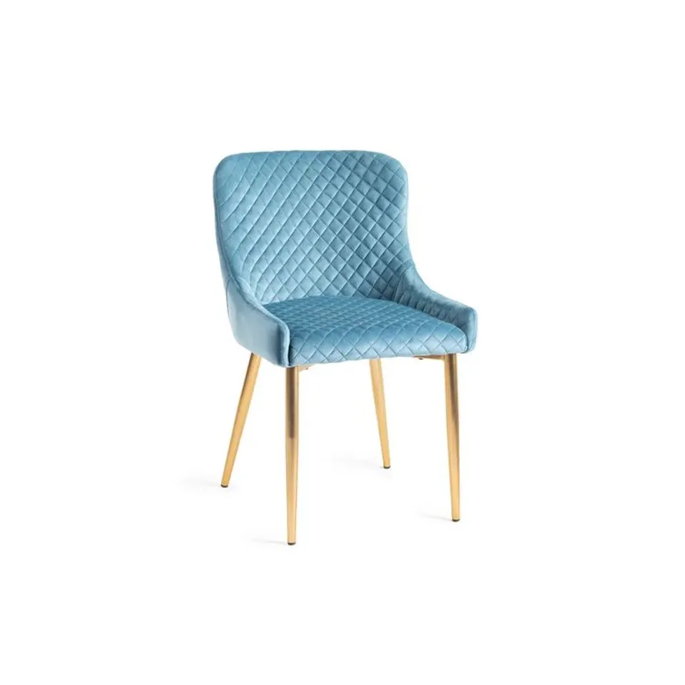 BOXED NOA PETROL BLUE VELVET FABRIC UPHOLSTERED DINING CHAIRS SET OF 2 (1 BOX)