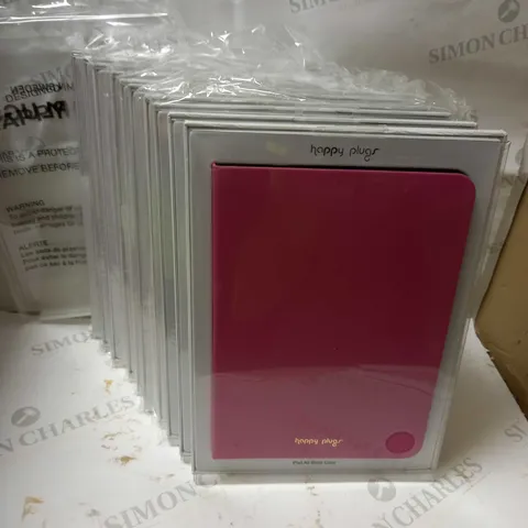LOT OF APPROX 10 HAPPY PLUGS IPAD AIR BOOK CASE - PINK 