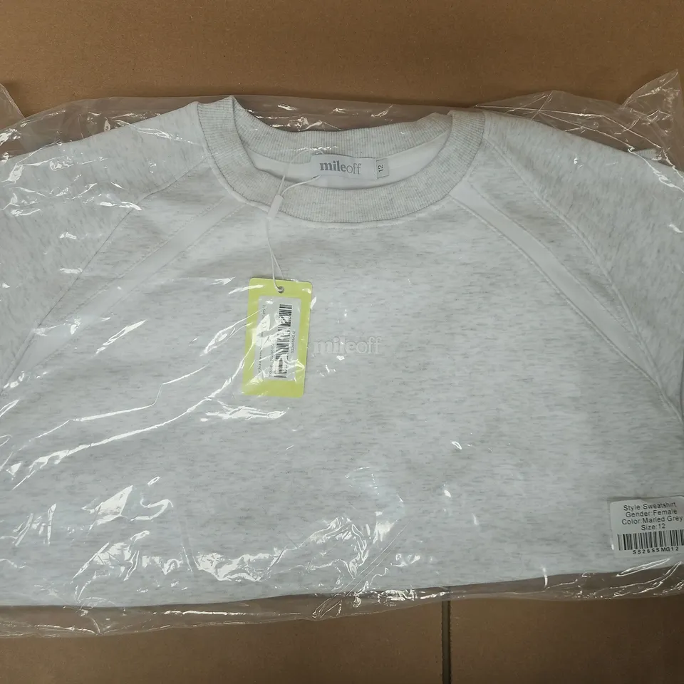 BAGGED MILEOFF THE BLACKSTONE EMBROIDERED SWEATSHIRT IN MARL GREY SIZE 12