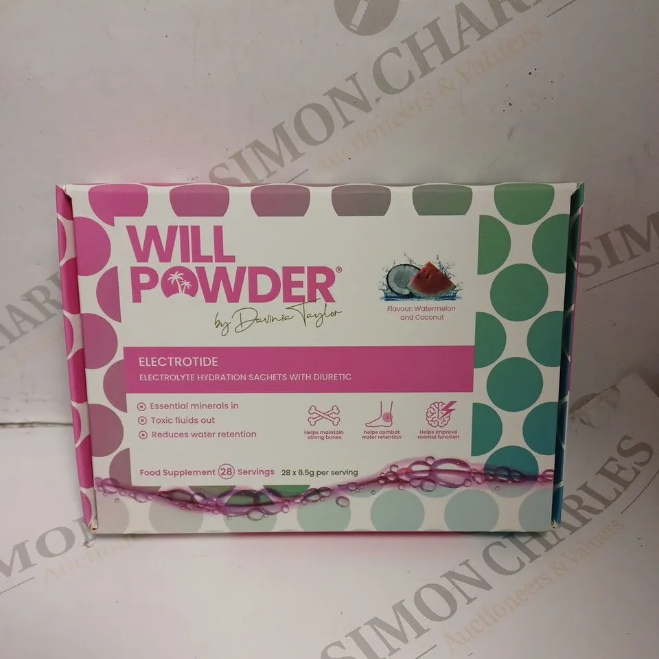 SEALED WILLPOWDER ELECTROTIDE HYDRATION SACHETS - 28 SERVINGS - WATERMELON COCONUT 