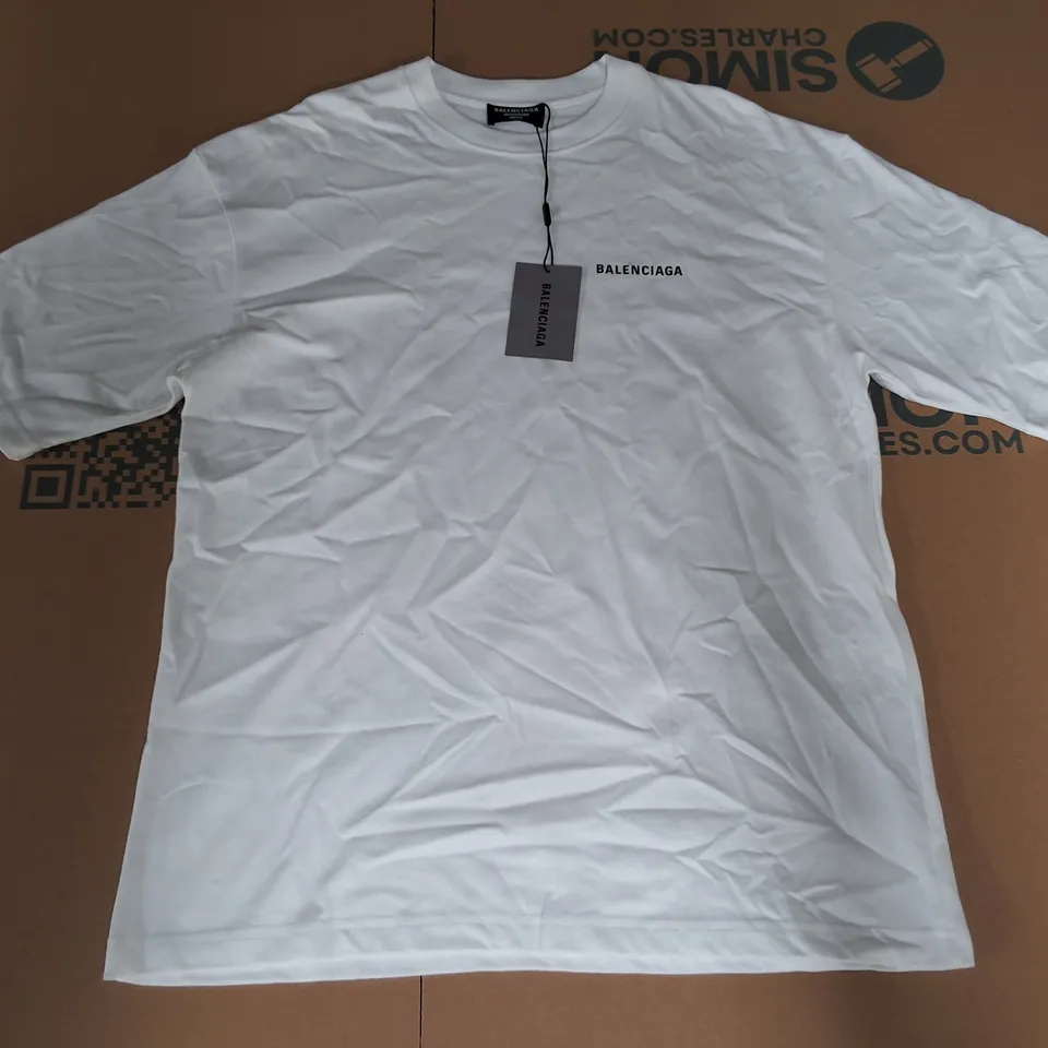 BALENCIAGA WARDROBE UNISEX WHITE CREW T-SHIRT - XS