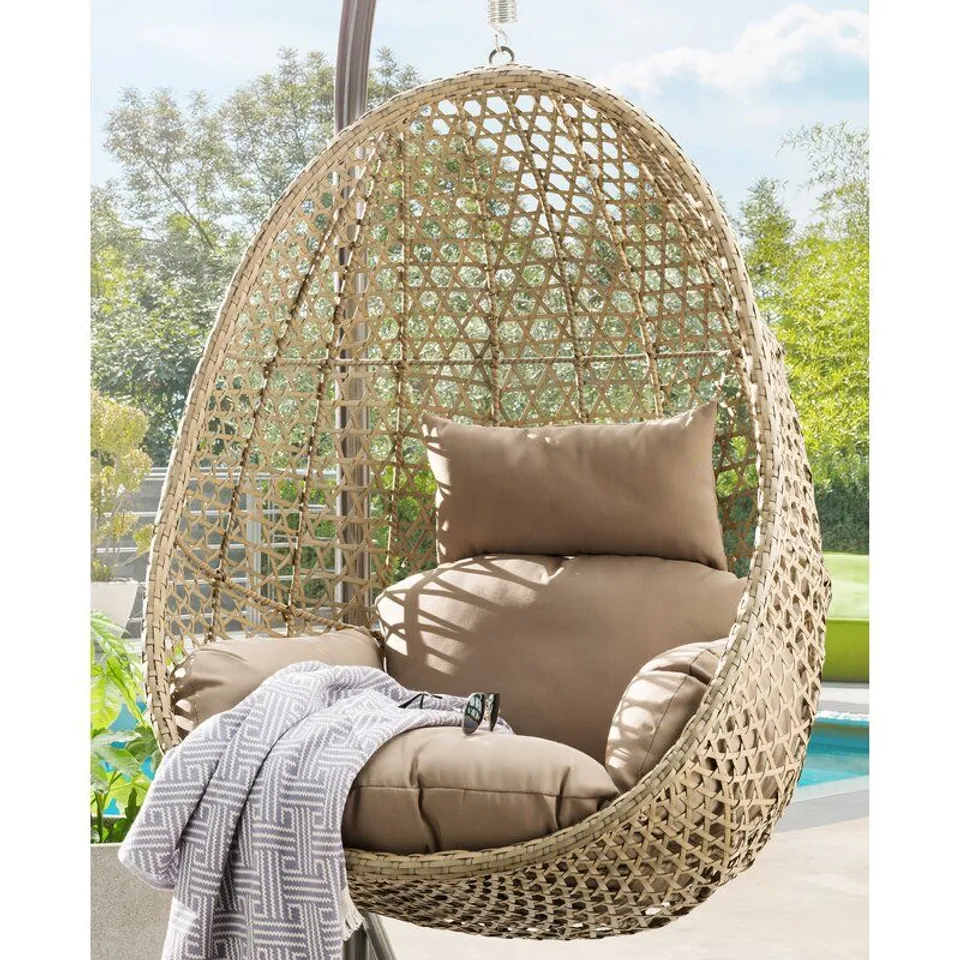 BOXED ELBERT BASKET SWING CHAIR- TAN/BROWN