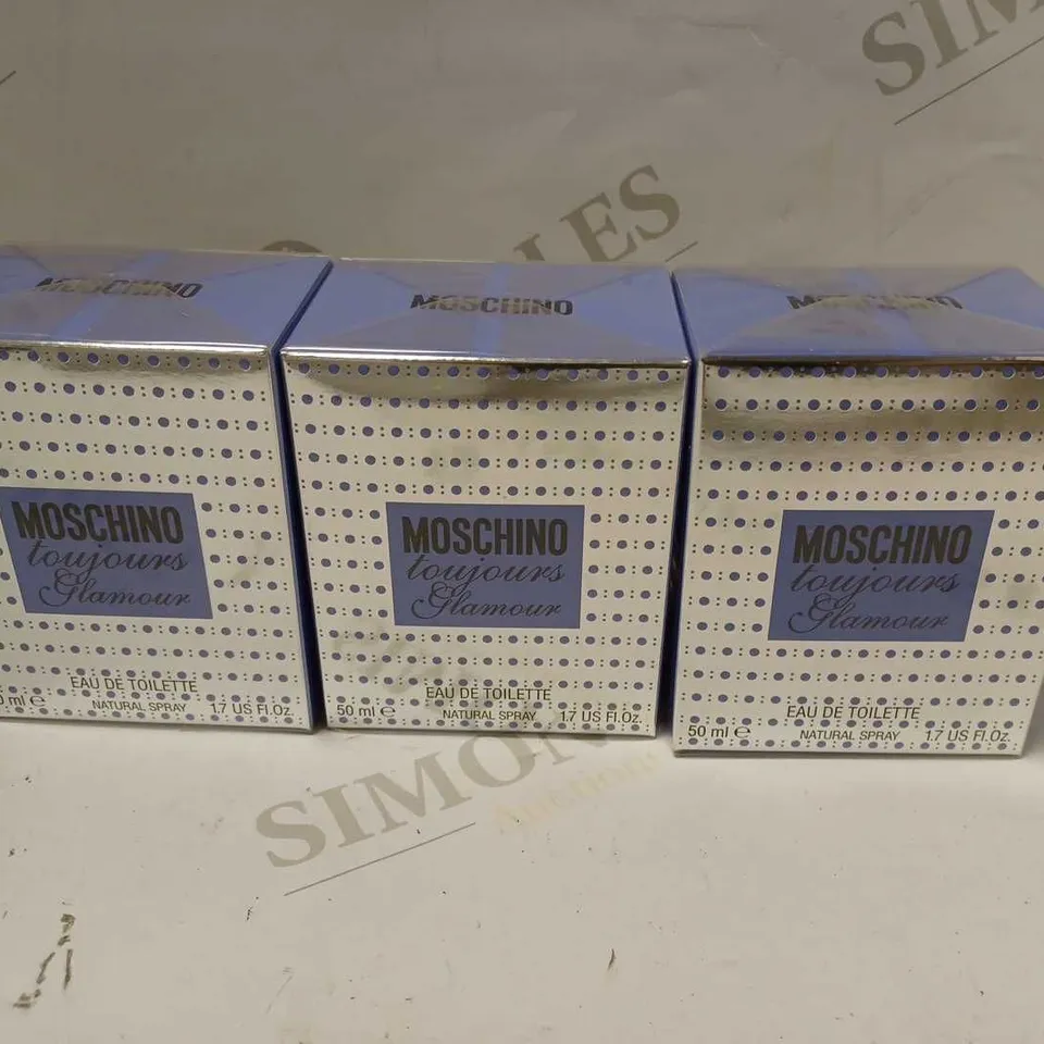 LOT OF 3 MOSCHINO TOUJOURS GLAMOUR EAU DE TOILETTE SPRAY 50 ML