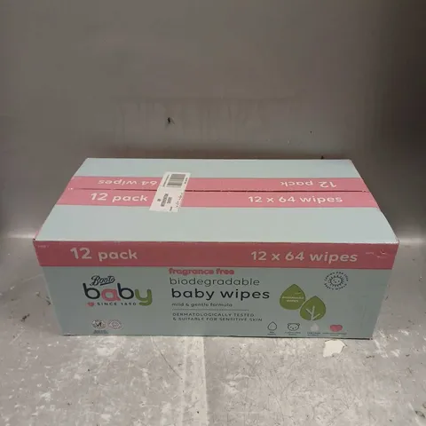 BOXED BOOTS BABY BIODEGRADABLE BABY WIPES 12 PACKS