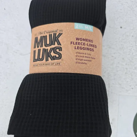 MUK LUKS WOMEN'S FLEECE-LINED LEGGINGS β 2 PACK, BLACK, M/L