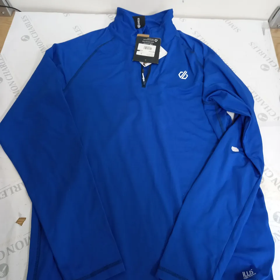 DARE2B STRETCH QUARTER ZIP LONG SLEEVE FLEECE IN BLUE - LARGE