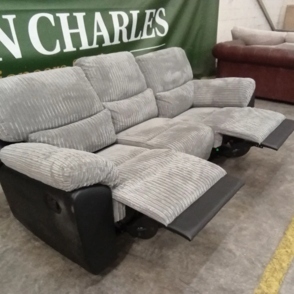 SIENNA FABRIC/FAUX LEATHER HIGH BACK 3 SEATER RECLINER SOFA RRP £849