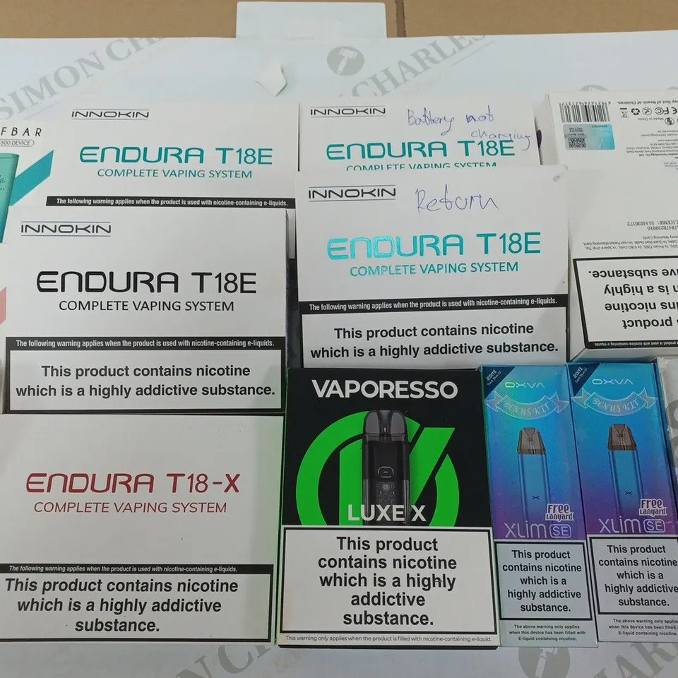 LOT OF 13 ASSORTED E-CIGS TO INCLUDE INNOKIN, ELFBAR AND VAPORESSO