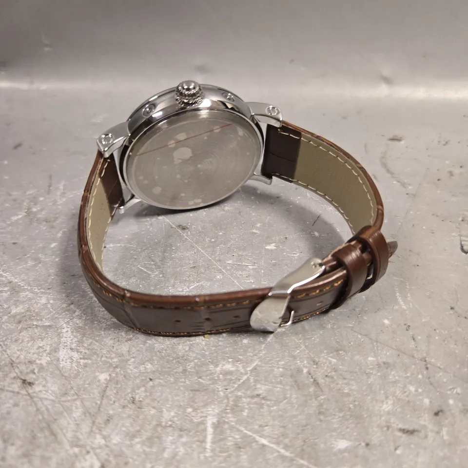 MENS ERNEST FERDINAND WATCH - BROWN LEATHER STRAP 