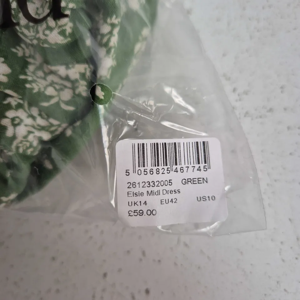 NOBODY'S CHILD ELSIE MIDI DRESS – GREEN FLORAL, UK14