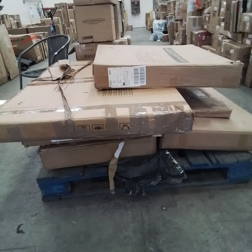 PALLET CONTAINING VARIOUS INCOMPLETE HOME FURNITURE PARTS