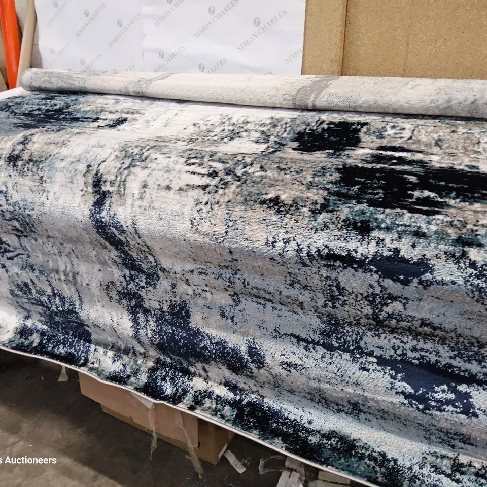 ROUDE BUSH MACHINE WOVEN AQUA/BLUE RUG // SIZE: 160 X 220CM