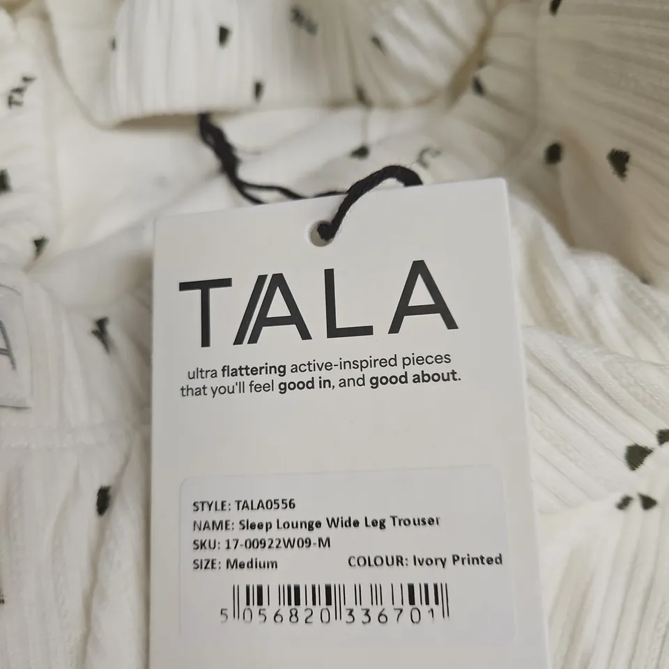 TALA SLEEP LOUNGE WIDE LEG TROUSER – IVORY PRINTED – UK SIZE M