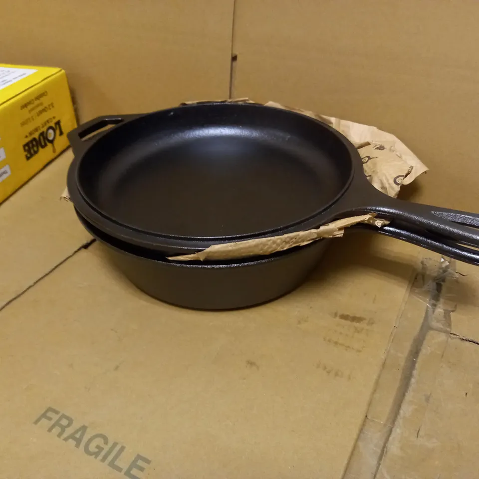 LODGE 3.2 QUART PRE-SEASONED CAST IRON COMBO COOKER