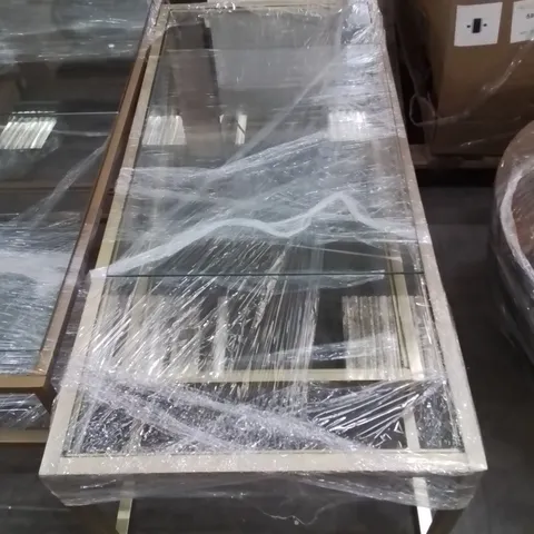 PRE-BUILT GOLD FRAME SET OF 2 COFFEE TABLES