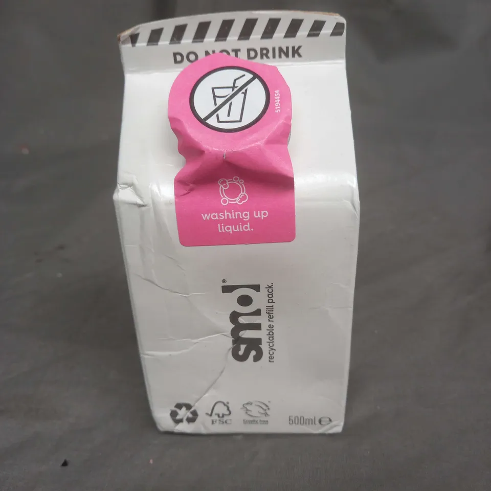 BOX OF APPROX 12 SMOL WASHING UP LIQUID REFILL PACKS 500ML EACH - COLLECTION ONLY 