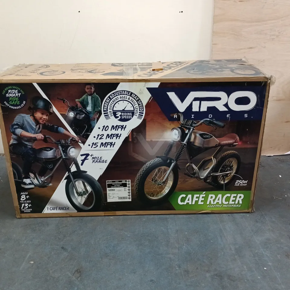 BOXED VIRO RIDES CAFE RACER ELECTRIC MOTORCYCLE