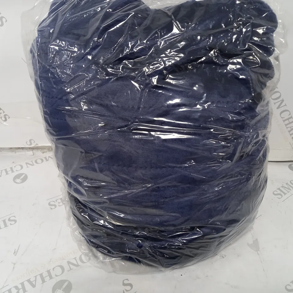 COZEE HOME HEATED PLUSH WEARABLE TV BLANKET IN NAVY