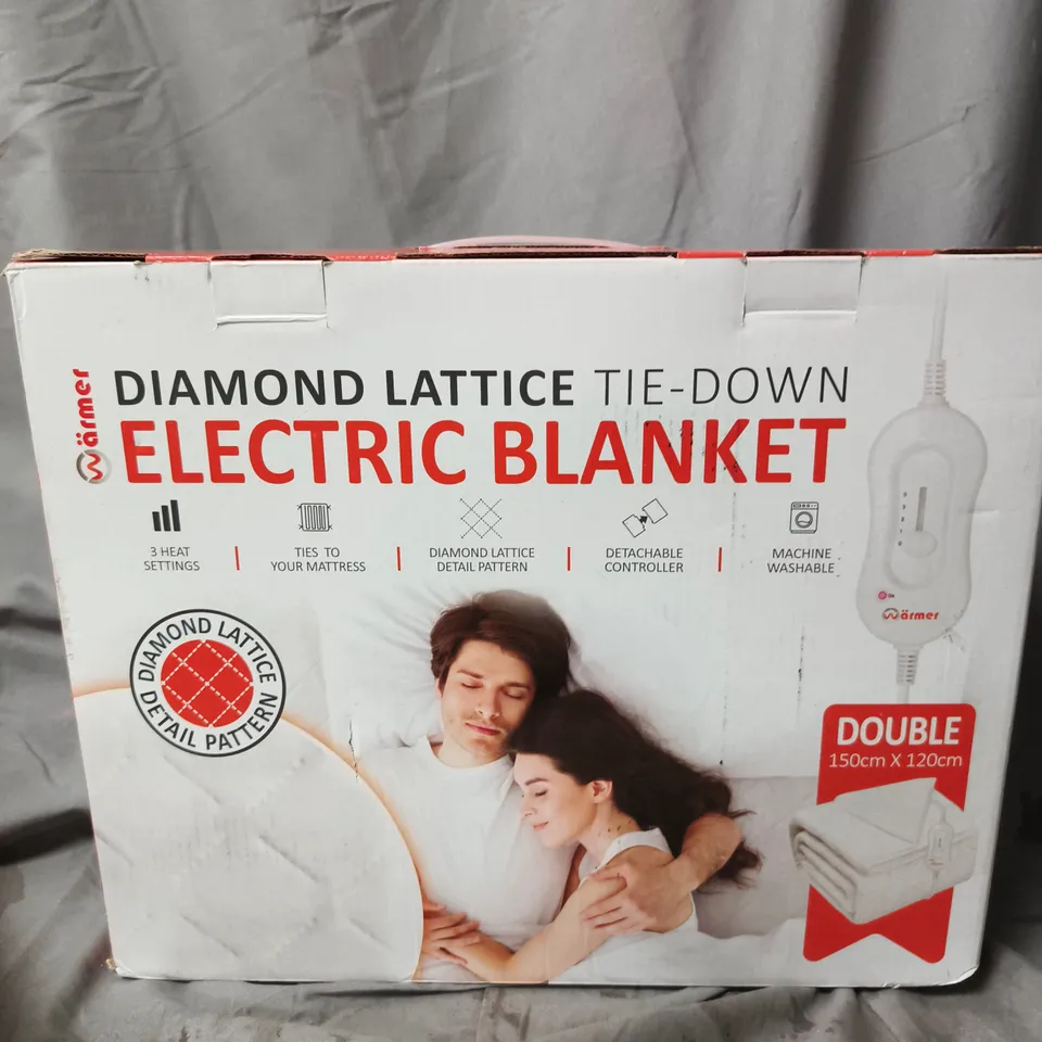 DIAMOND LATTICE TIE-DOWN ELECTRIC BLANKET – DOUBLE 150 X 120 CM (VERIFY MODEL)