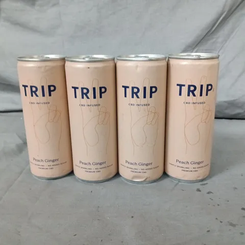 LOT OF 12 CANS OF TRIP CBD INFUSED JUICE - PEACH GINGER