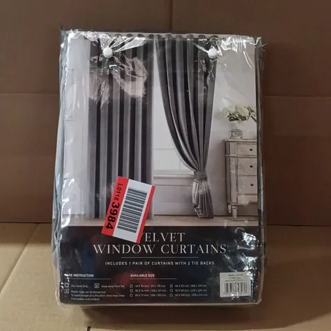 BAGGED EYELET VELVET CURTAINS, 117X137CM - GREY
