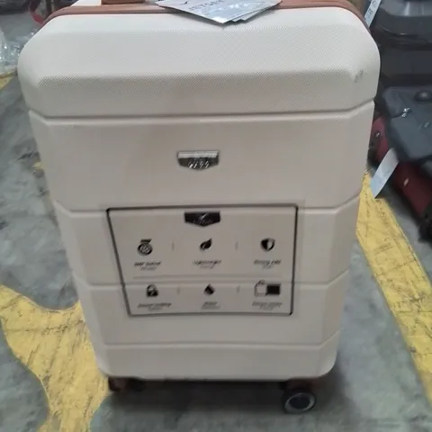 LUGG JETSET 20 INCH TRAVEL SUITCASE CREAM WITH BROWN