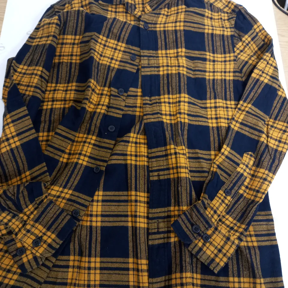 UNIQLO NAVY & YELLOW CHECKERED OVER SHIRT - S