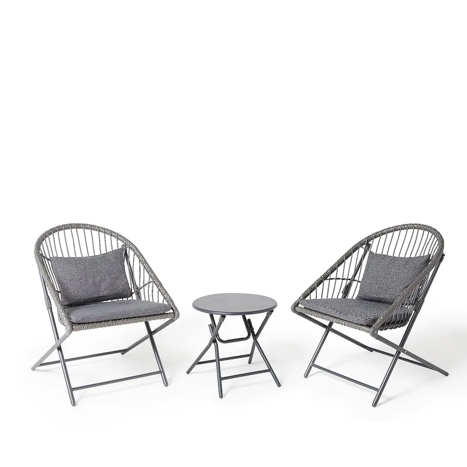 INNOVATORS COLLAPSIBLE 3 PIECE HOLLY BISTRO SET, DARK GREY