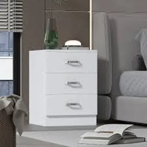 BOXED FWSTYLE TUNIS 3 DRAWER MATT WHITE CHEST OF DRAWER (1 BOX)