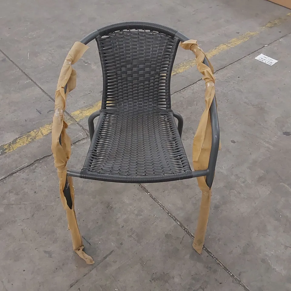 GREY METAL/RATTAN GARDEN CHAIR