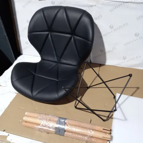 BOX OF 4 BLACK FAUX-LEATHER CHAIRS