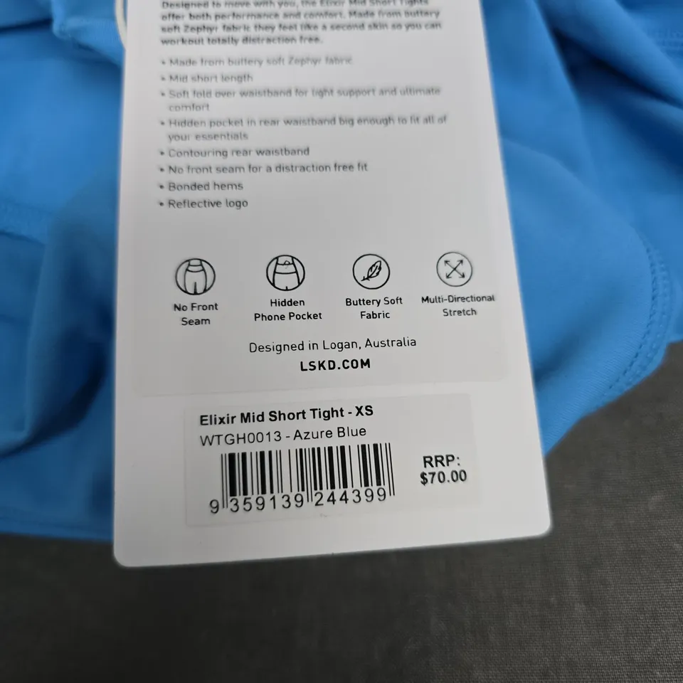 LSKD ELIXIR MID SHORT TIGHT – AZURE BLUE, XS (WOMEN)