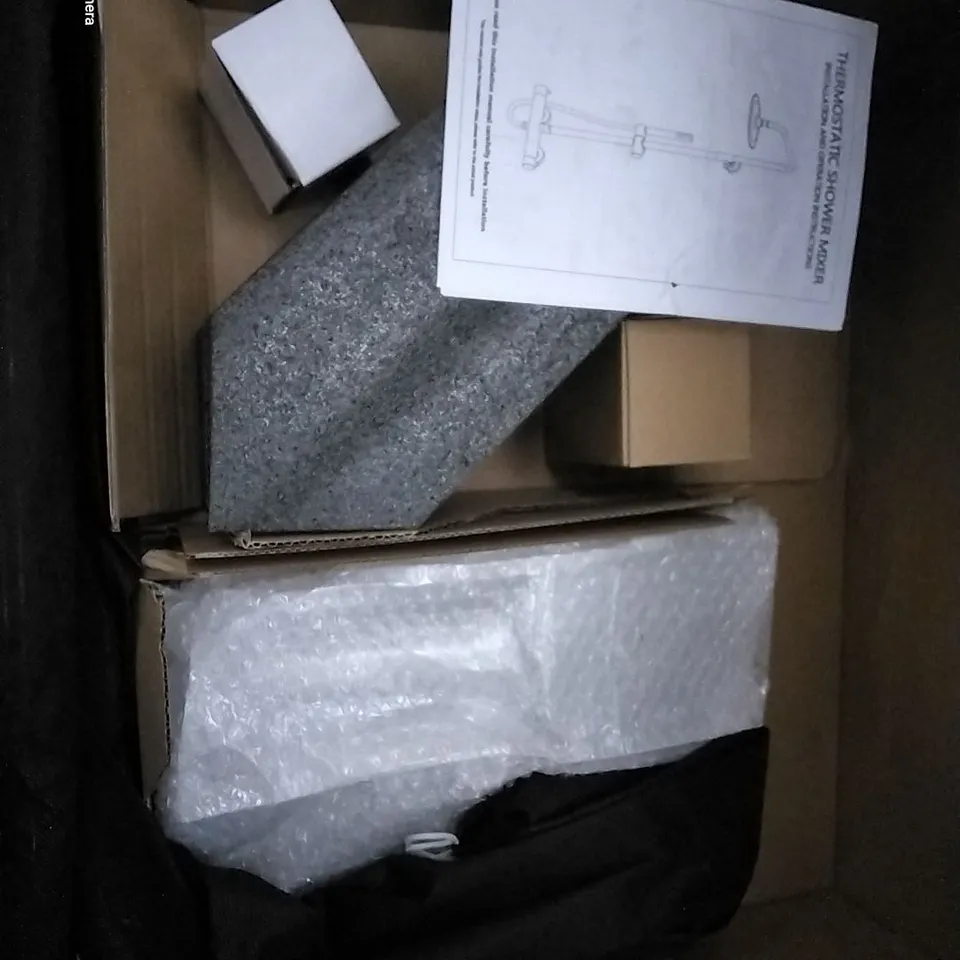 PALLET OF ASSORTED HOUSEHOLD ITEMS TO INCLUDE THERMOSTATIC SHOWER MIXER, TOWER FAN AND MULTI FUNCTION STEAM MOP