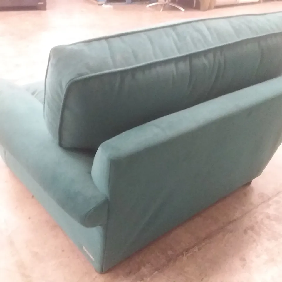 QUALITY BRITISH DESIGNER LOUNGE CO. BRIONY SNUGGLER ARMCHAIR TEAL PLUSH FABRIC