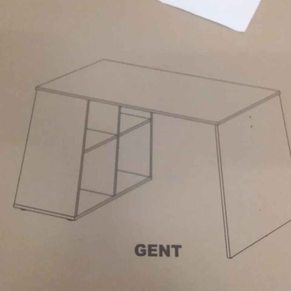 BOXED DESIGNER DESK WITH A SHELVING UNIT IN SAND OAK 