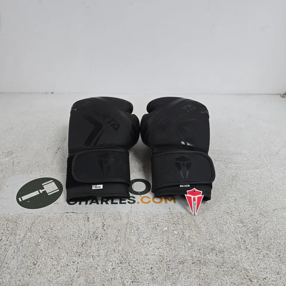 SPARTA BLACK 160Z BOXING GLOVES FOR MUAY THAI & MMA TRAINING – PROFESSIONAL PUNCHING GLOVES
