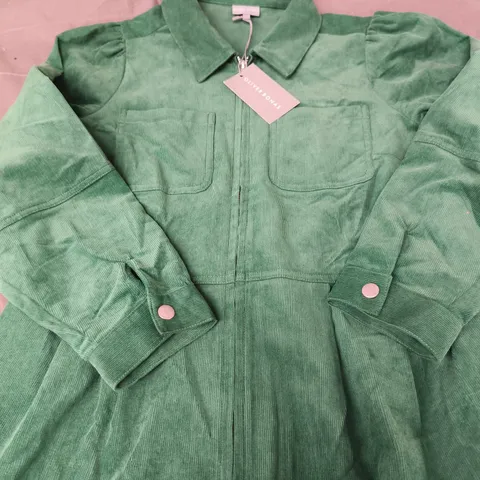 OLIVER BONAS GREEN CORD MINI SHIRT DRESS, UK SIZE 12